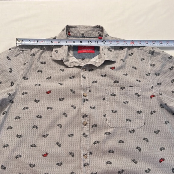 U35- Bruno Milano Modern Fit Gray Button Up Crab Pattern Shirt Size Large - Picture 3 of 10